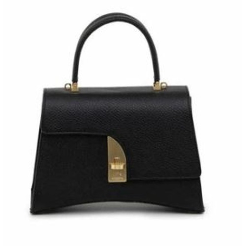 Arcadia Satchel Shoulder Bag Black Genuine Leather Detachable Strap Top Handle